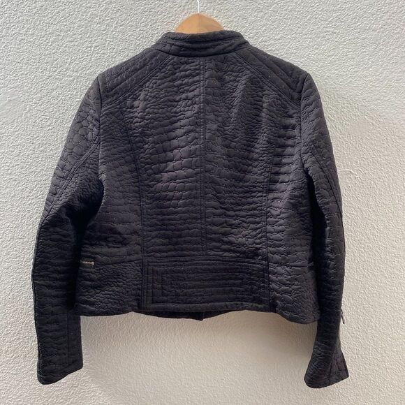 ii Sisters Moto Jacket Full Zip Black Color Size Large - Picture 3 of 4